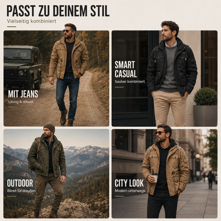 Herren Übergangsjacke mit warmem Futter & Multitaschen