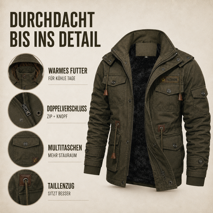 Herren Übergangsjacke mit warmem Futter & Multitaschen
