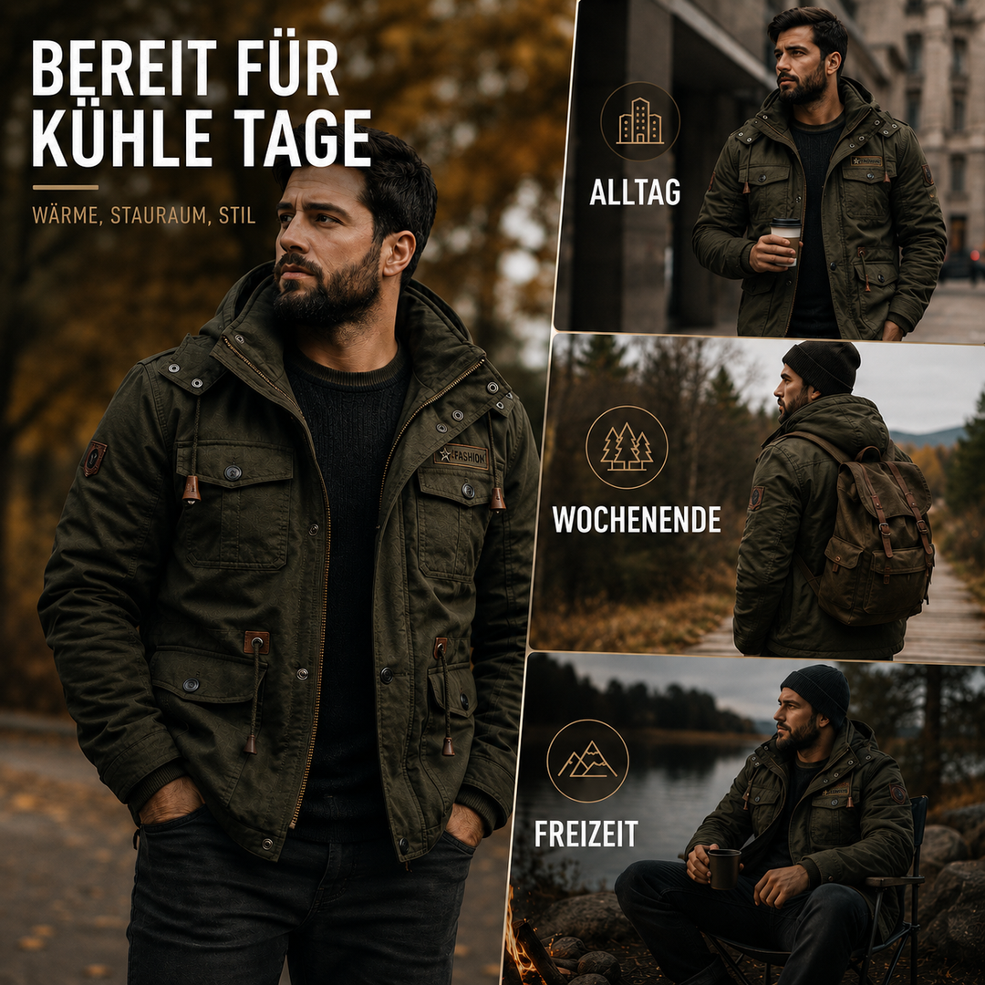 Herren Übergangsjacke mit warmem Futter & Multitaschen