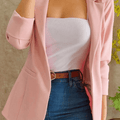 Einfarbiger Büro-Blazer, Taschen, Reverskragen, lange Ärmel, Damenanzug-Stil, elegante Modejacke