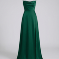 Elegantes Seiden Maxikleid Damen – Abendkleid bodenlang Spaghettiträger Schlitz festlich