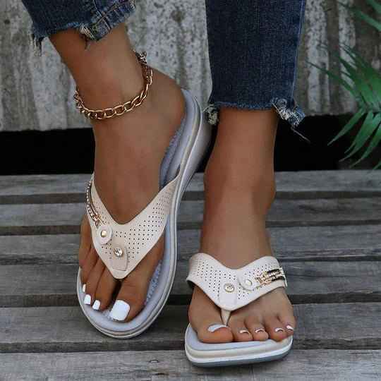 Elegante Orthopädische Zehensandalen mit Schmuckdetails