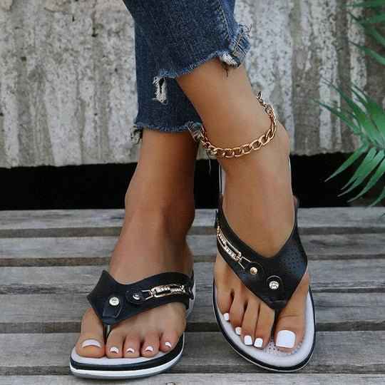 Elegante Orthopädische Zehensandalen mit Schmuckdetails