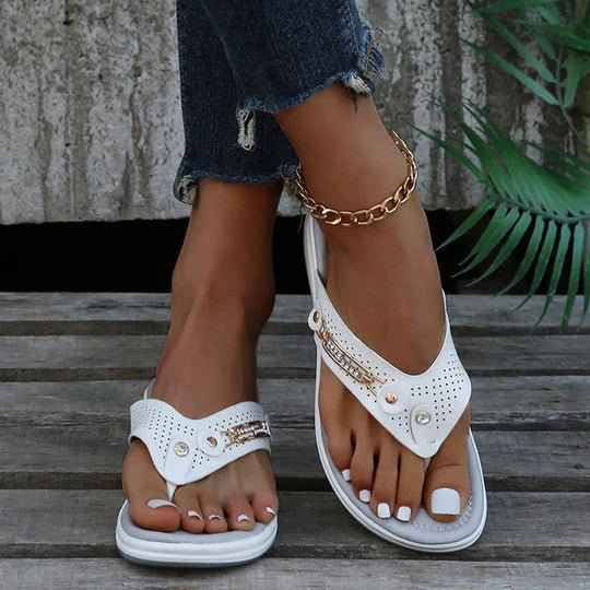 Elegante Orthopädische Zehensandalen mit Schmuckdetails
