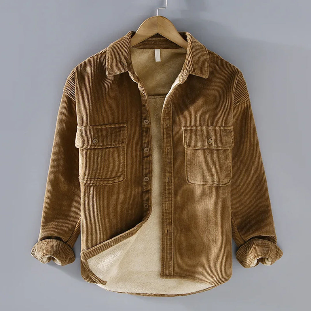 Herren warme Cordjacke mit Knopfleiste