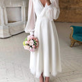 Damen Klassisches Langarm Fließendes Brautkleid