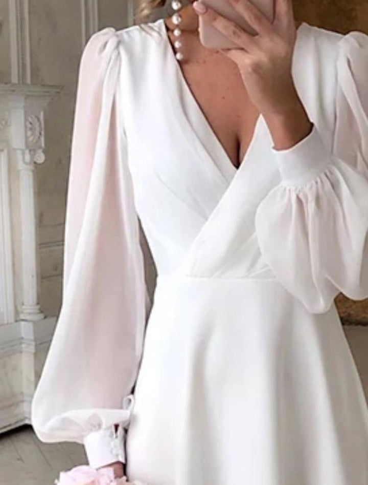 Damen Klassisches Langarm Fließendes Brautkleid