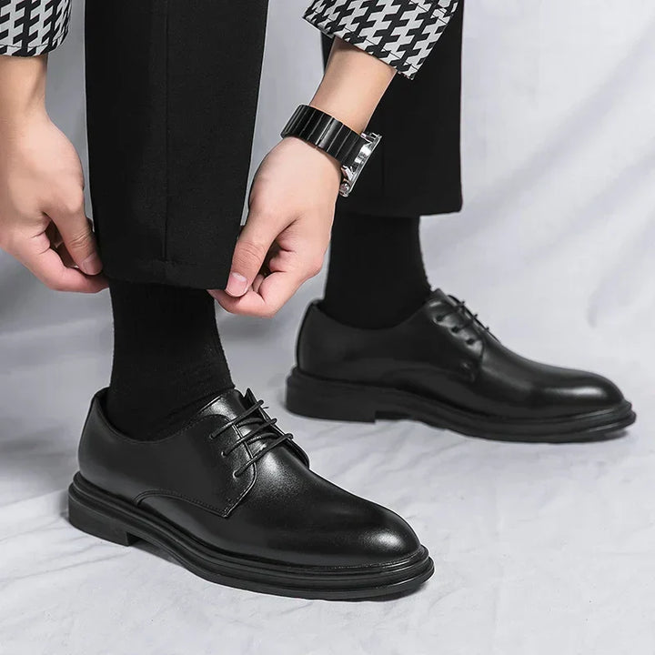 Herren Glänzende Schnür-Derby-Schuhe