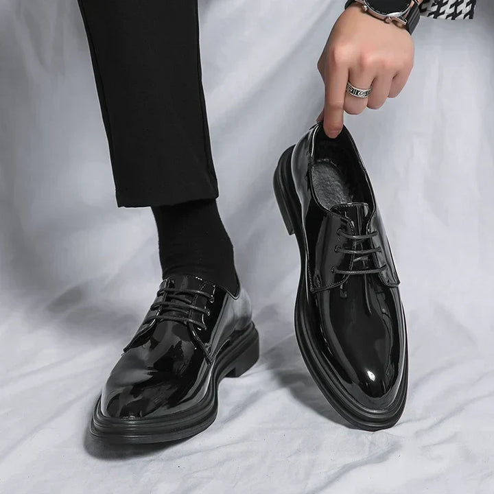 Herren Glänzende Schnür-Derby-Schuhe