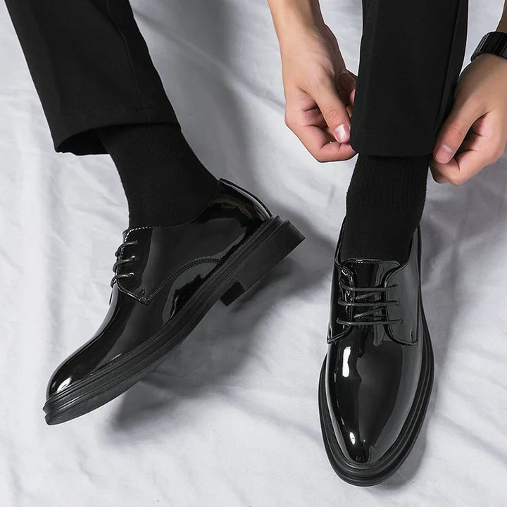 Herren Glänzende Schnür-Derby-Schuhe