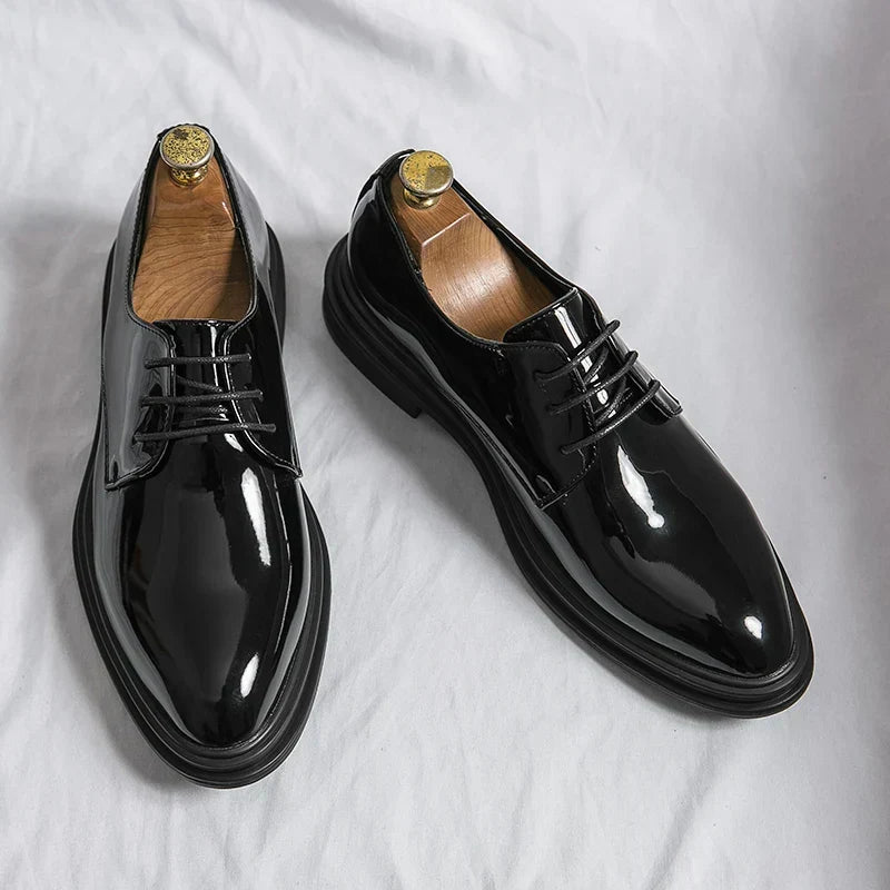 Herren Glänzende Schnür-Derby-Schuhe