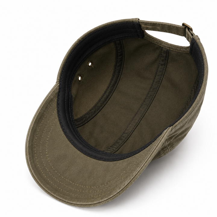 Flache Militär-Sonnenkappe mit breitem Schirm, Waschbar
