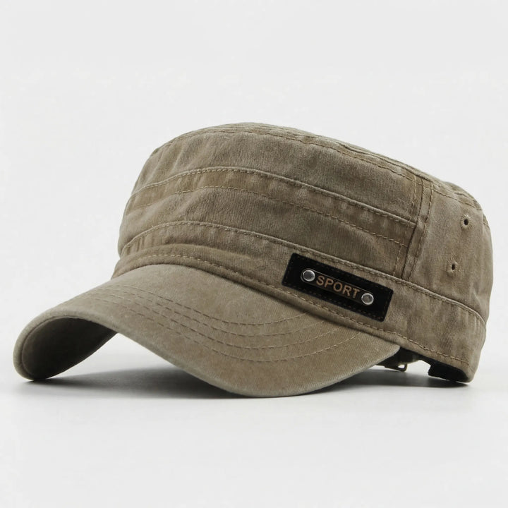 Flache Militär-Sonnenkappe mit breitem Schirm, Waschbar