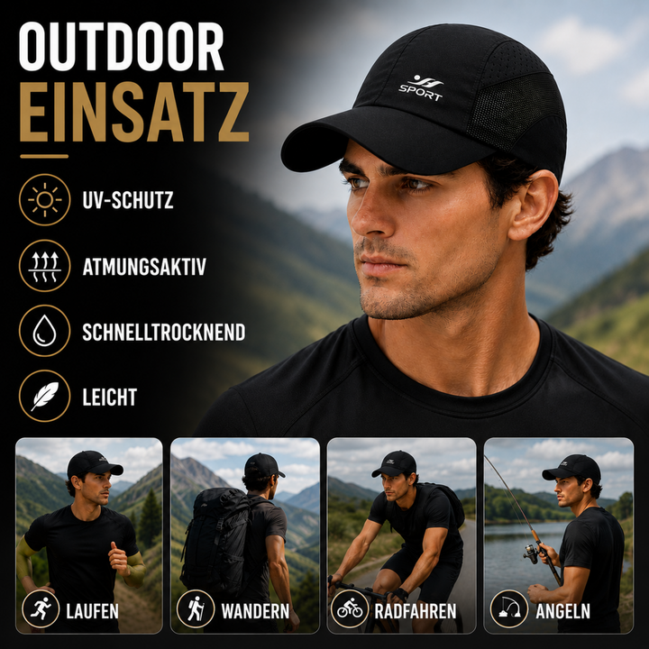 UV-Schutz Atmungsaktive Baseballkappe mit Mesh-Seiten und Schnallenverschluss