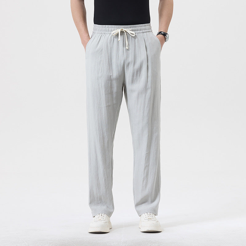 Herren lässige Leinen-Loungehose im Zen-Stil – weites Bein Yogahose atmungsaktiv Sommerhose