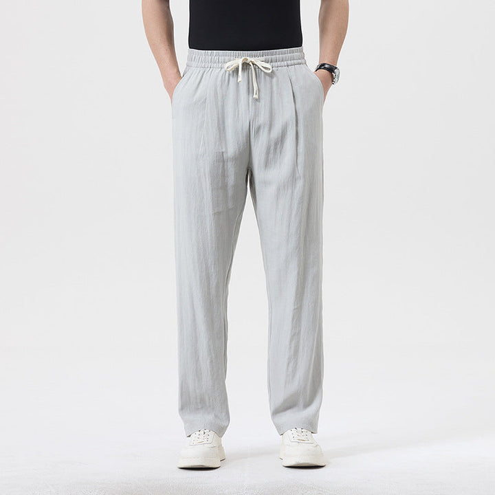 Herren lässige Leinen-Loungehose im Zen-Stil – weites Bein Yogahose atmungsaktiv Sommerhose