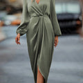 Elegantes Wickelkleid Damen Midi