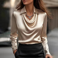 Damen Elegante Bluse mit asymmetrischem Kragen und fließendem Fall