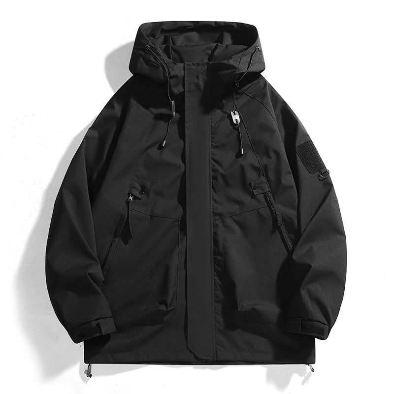 Damen wasserdichte Outdoor-Jacke mit verstellbarer Kapuze und atmungsaktiven Einsätzen