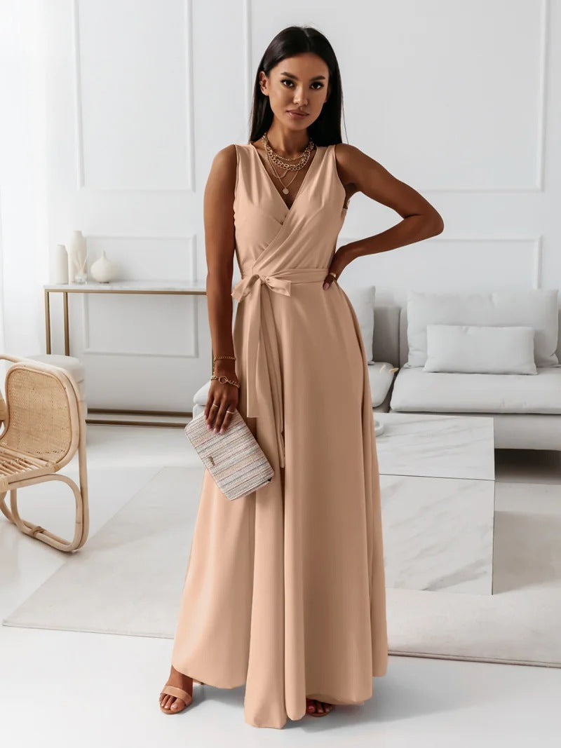 Damen Wickel Maxi Kleid für Hochzeitsgäste