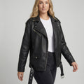 Damen Lockere Kunstleder Bikerjacke