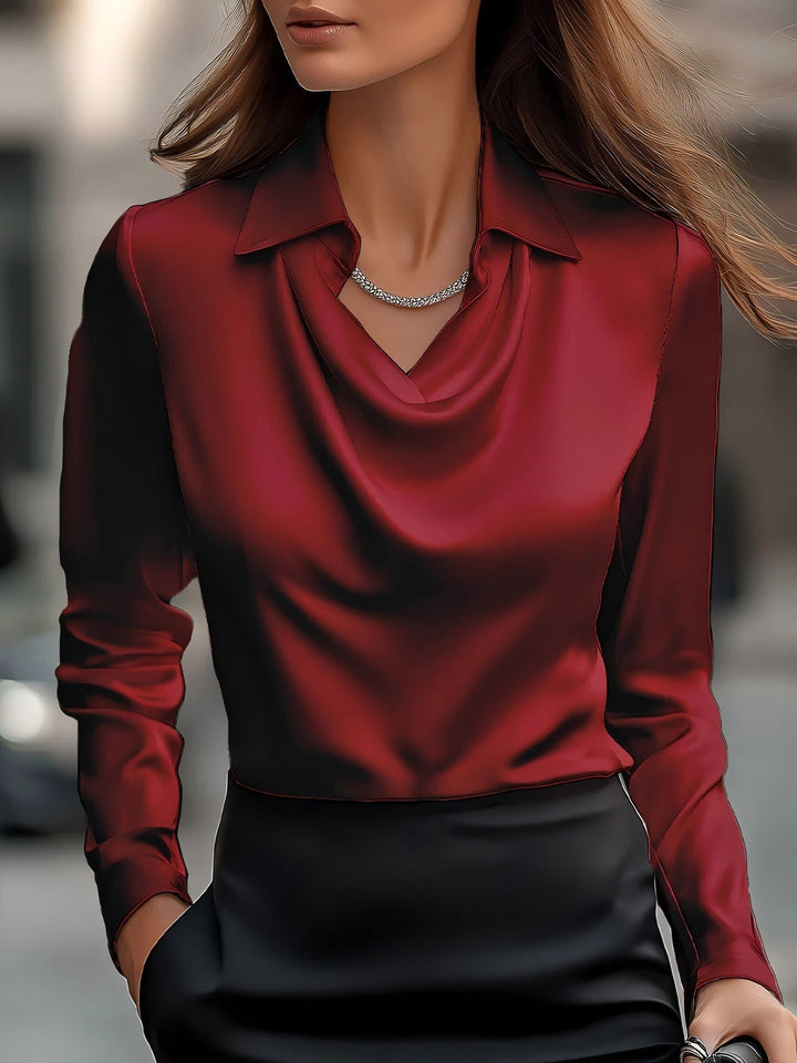 Damen Elegante Bluse mit asymmetrischem Kragen und fließendem Fall