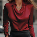 Damen Elegante Bluse mit asymmetrischem Kragen und fließendem Fall