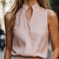 Damen ärmelloses Blusenshirt mit hoch geschlossenem Kragen