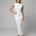 Damen Satin Maxikleid mit Drapierungen