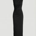Damen Satin Maxikleid mit Drapierungen