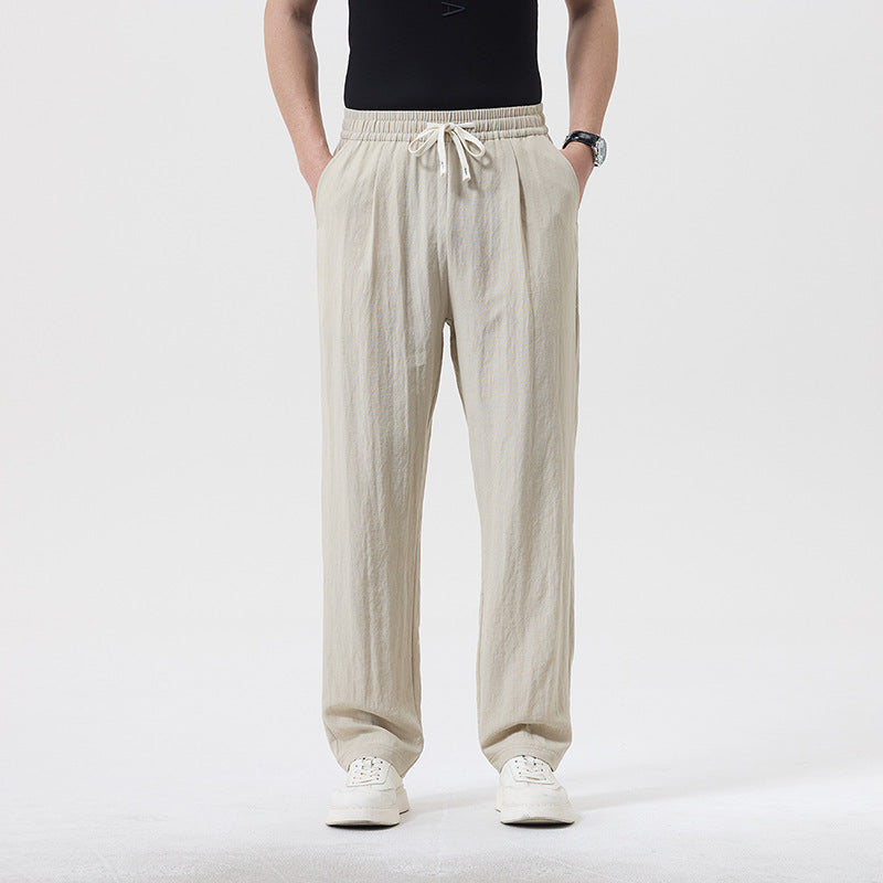 Herren lässige Leinen-Loungehose im Zen-Stil – weites Bein Yogahose atmungsaktiv Sommerhose