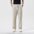 Herren lässige Leinen-Loungehose im Zen-Stil – weites Bein Yogahose atmungsaktiv Sommerhose