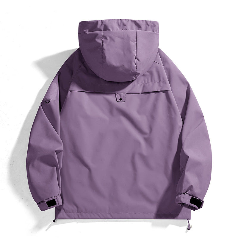 Damen wasserdichte Outdoor-Jacke mit verstellbarer Kapuze und atmungsaktiven Einsätzen