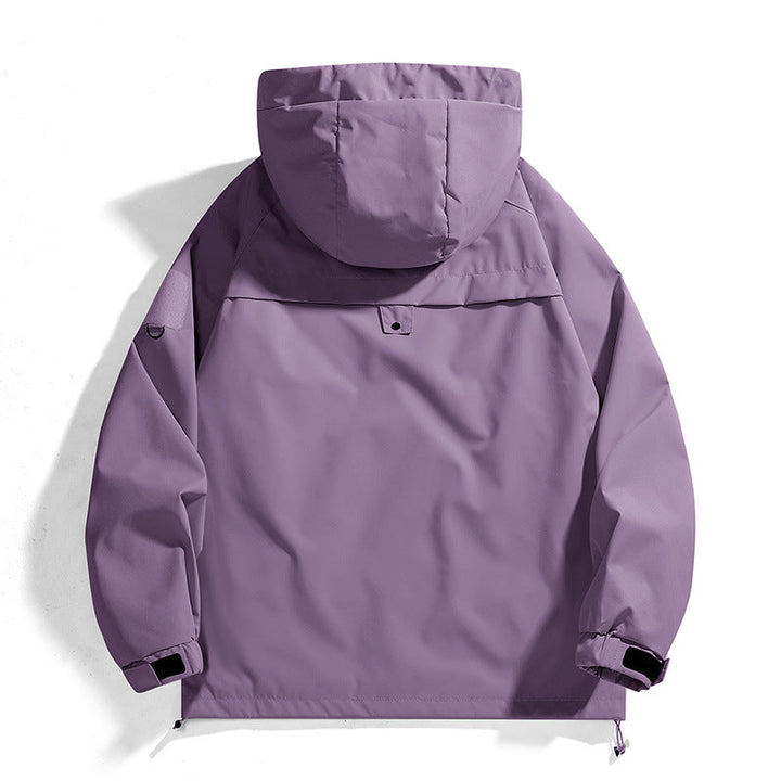 Damen wasserdichte Outdoor-Jacke mit verstellbarer Kapuze und atmungsaktiven Einsätzen