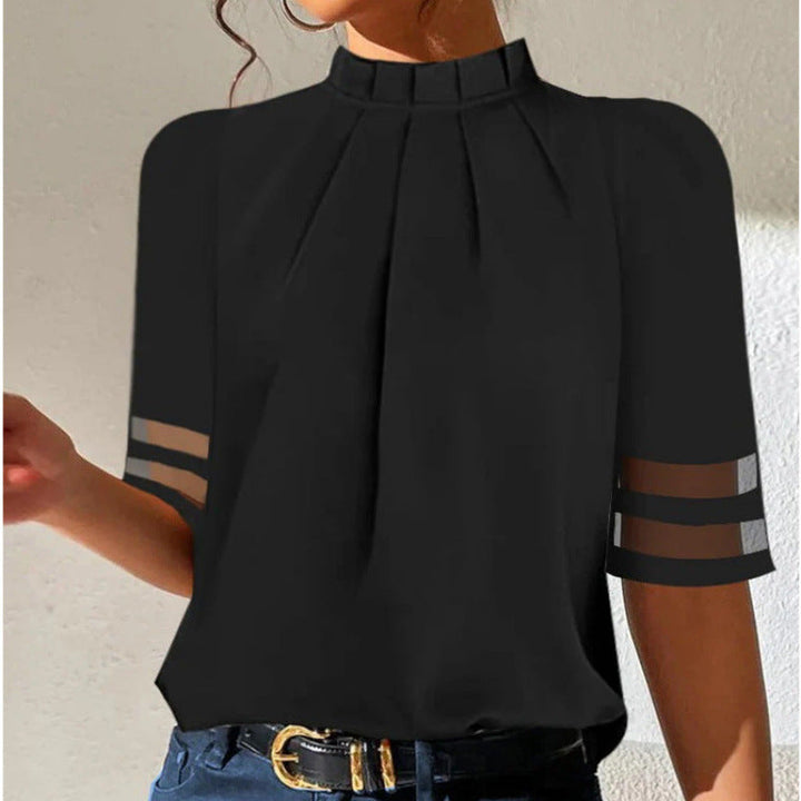 Damen elegante Bluse mit transparenten Ärmeln