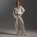 Damen Polopullover- und Weitbein-Hosen-Set