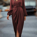 Elegantes Wickelkleid Damen Midi