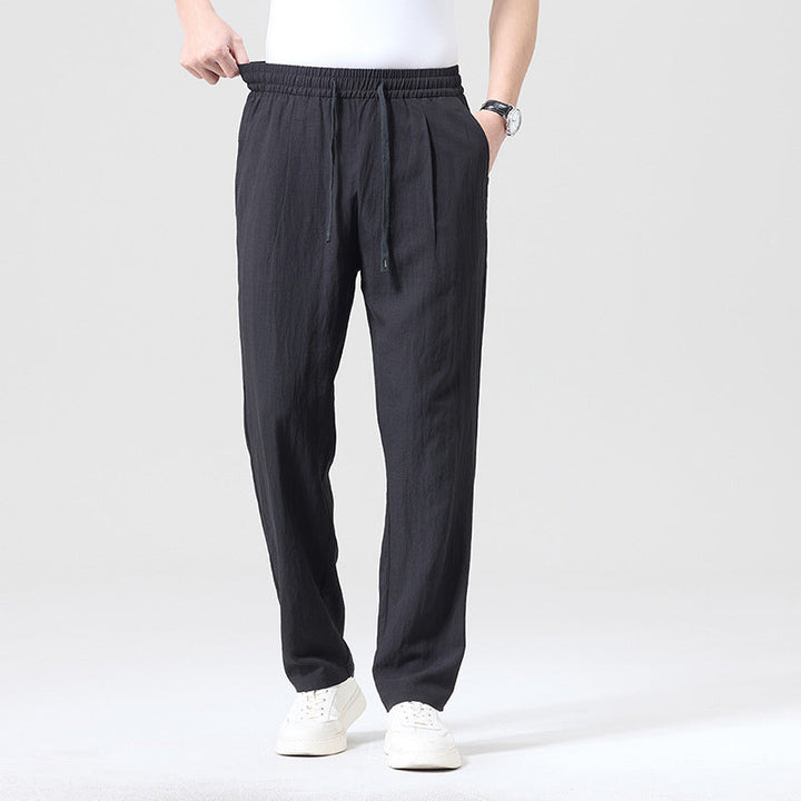 Herren lässige Leinen-Loungehose im Zen-Stil – weites Bein Yogahose atmungsaktiv Sommerhose
