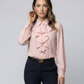Damen Bluse Mitraffinierten Rüschendetails und Eleganten Ärmeln