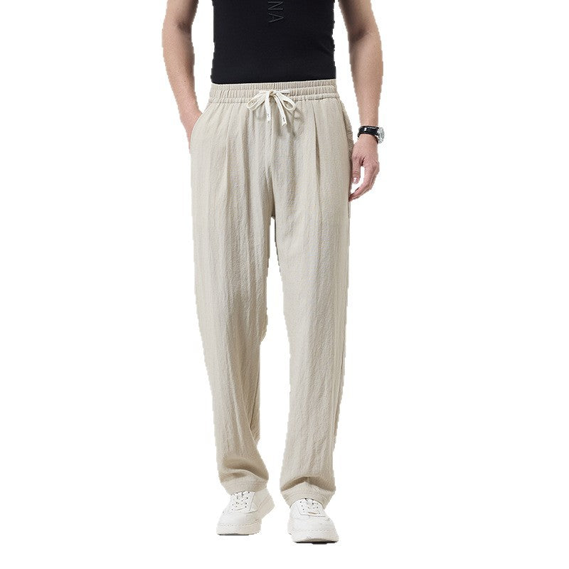 Herren lässige Leinen-Loungehose im Zen-Stil – weites Bein Yogahose atmungsaktiv Sommerhose