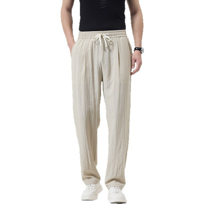 Herren lässige Leinen-Loungehose im Zen-Stil – weites Bein Yogahose atmungsaktiv Sommerhose