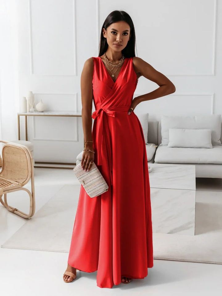 Damen Wickel Maxi Kleid für Hochzeitsgäste