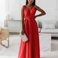 Damen Wickel Maxi Kleid für Hochzeitsgäste