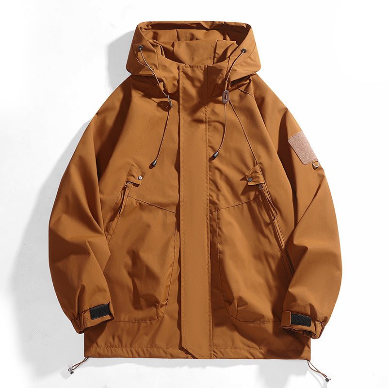 Damen wasserdichte Outdoor-Jacke mit verstellbarer Kapuze und atmungsaktiven Einsätzen