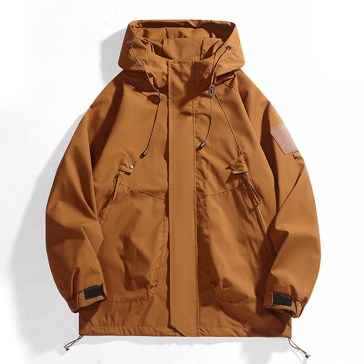 Damen wasserdichte Outdoor-Jacke mit verstellbarer Kapuze und atmungsaktiven Einsätzen