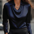 Damen Elegante Bluse mit asymmetrischem Kragen und fließendem Fall