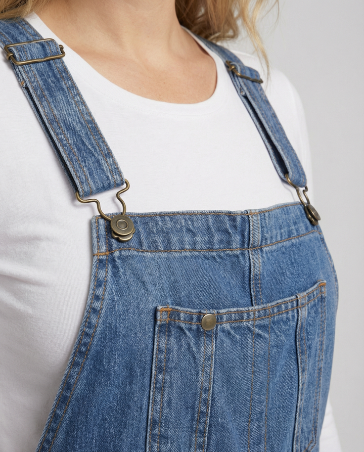 Damen Latzhose Jeans im lässigen Schnitt mit Taschen