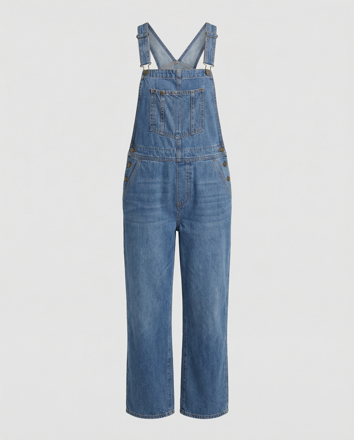 Damen Latzhose Jeans im lässigen Schnitt mit Taschen