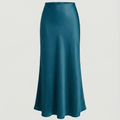 Damen Satin-Midirock mit fließendem Schnitt und hohem Bund