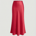 Damen Satin-Midirock mit fließendem Schnitt und hohem Bund